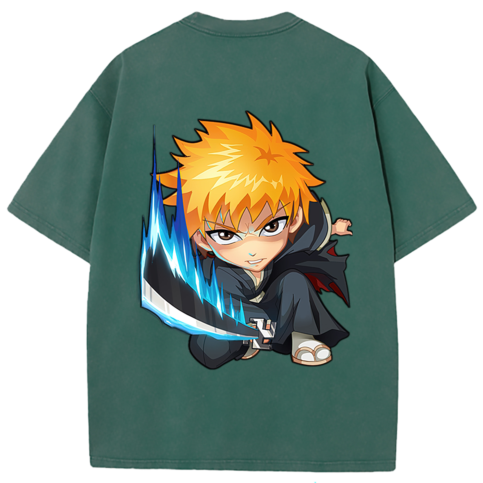 （画像用） ブリーチ 黒崎一護（くろさき いちご）BLEACH Kurosaki Ichigo 綿100% ヴィンテージ風 半袖Tシャツ（背面プリント）